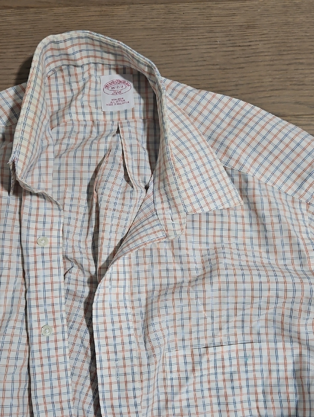 White, Orange, and Blue Brooks Brothers Checked Dress Shirt